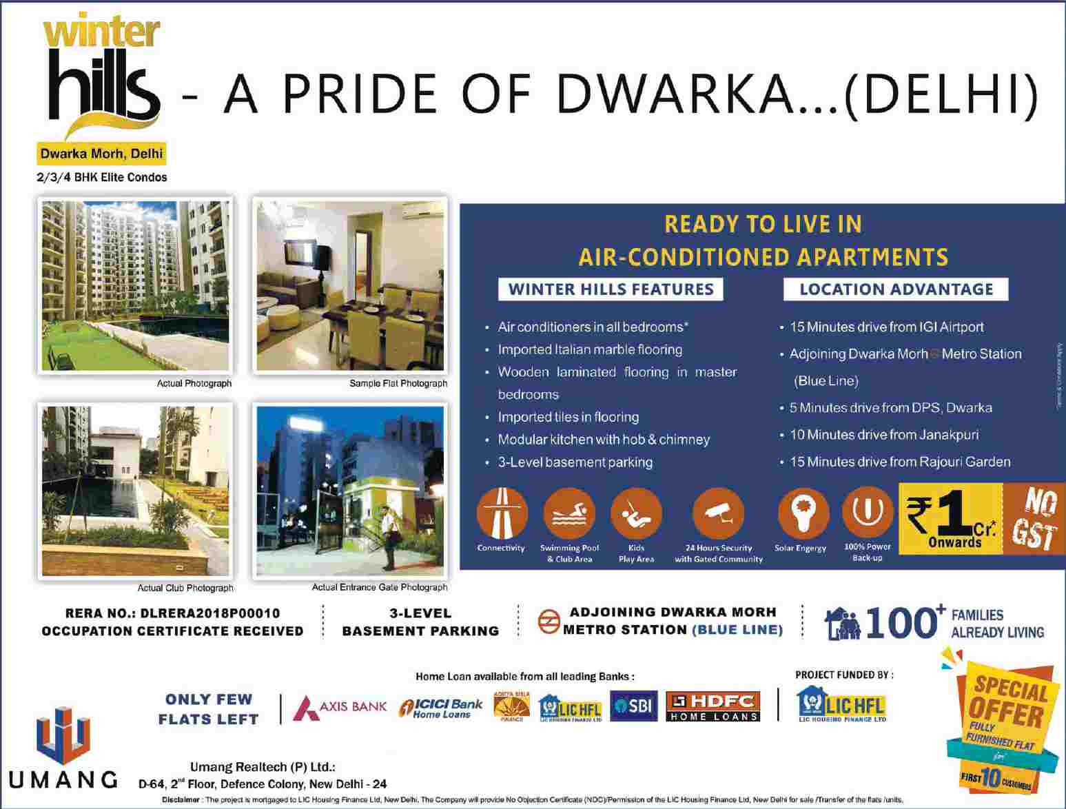 Book ready to live in AC apartments at Umang Winter Hills in New Delhi